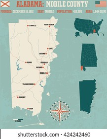 Large and detailed map and infos about Mobile County in Alabama