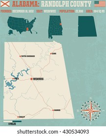 Large and detailed map and infos about Randolph County in Alabama
