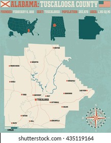 Large and detailed map and infos about Tuscaloosa County in Alabama