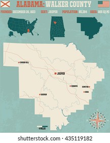 Large and detailed map and infos about Walker County in Alabama