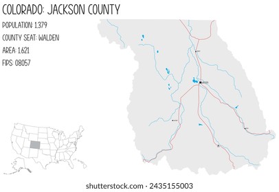 Large and detailed map of Jackson County in Colorado, USA.