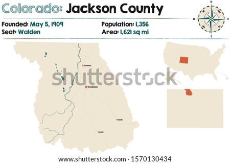Large and detailed map of Jackson county in Colorado, USA.