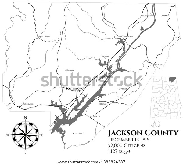 Large Detailed Map Jackson County Alabama Stock Vector Royalty Free 1383824387 Shutterstock 9292