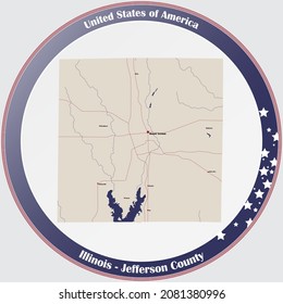 Large and detailed map of Jefferson county in Illinois, USA.