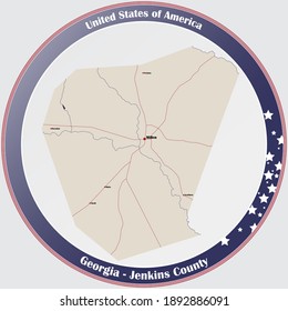 Große und detaillierte Karte der Jenkins Grafschaft in Georgia, USA.