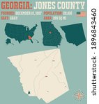 Large and detailed map of Jones county in Georgia, USA.