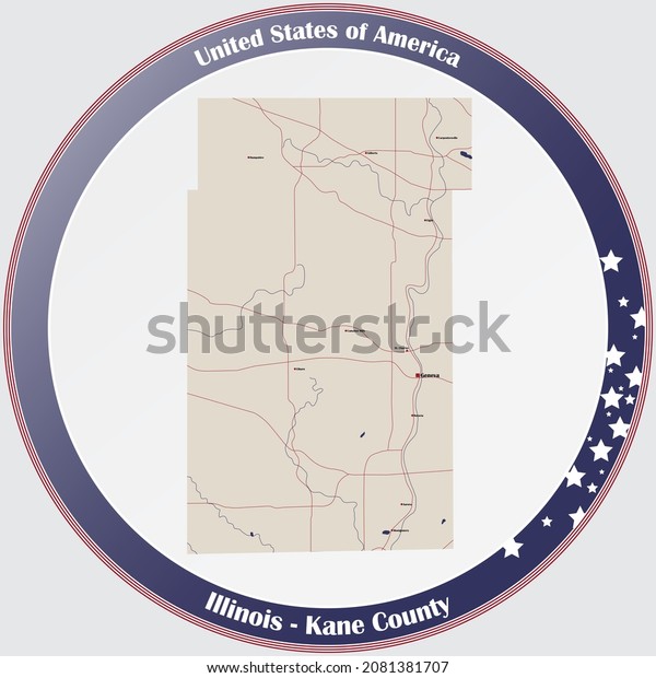 Large Detailed Map Kane County Illinois Stock Vector (Royalty Free ...