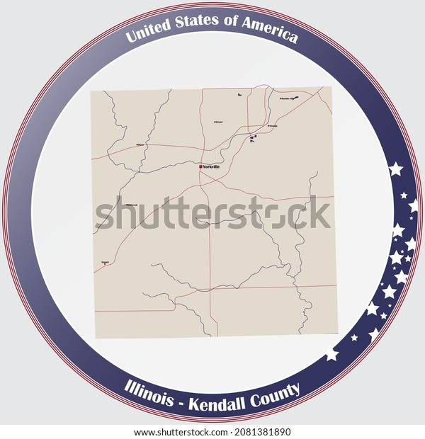 Large Detailed Map Kendall County Illinois Stock Vector (Royalty Free ...