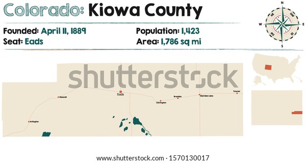 Large Detailed Map Kiowa County Colorado Stock Vector (Royalty Free ...