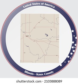 Large and detailed map of Knox county in Illinois, USA.