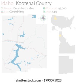 Large Detailed Map Kootenai County Idaho Stock Vector (Royalty Free ...