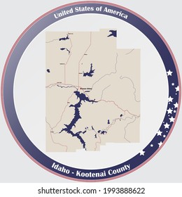 Large and detailed map of Kootenai county in Idaho, USA.