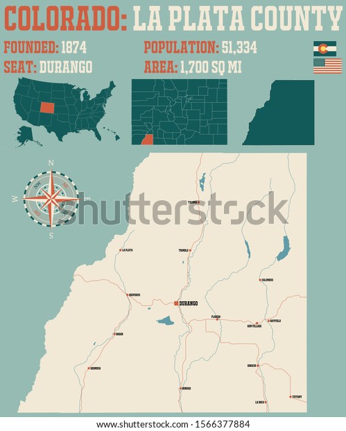 Large Detailed Map La Plata County Stock Vector (royalty Free 