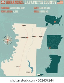 Large and detailed map of Lafayette County in Arkansas