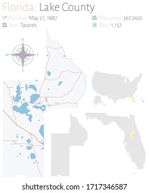 Large Detailed Map Lake County Florida Stock Vector Royalty Free   Large Detailed Map Lake County 260nw 1717346587 