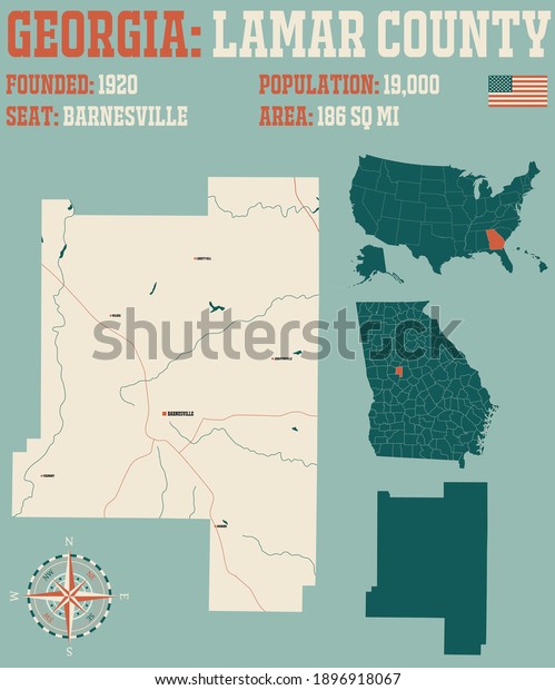 Large Detailed Map Lamar County Georgia Stock Vector (Royalty Free ...