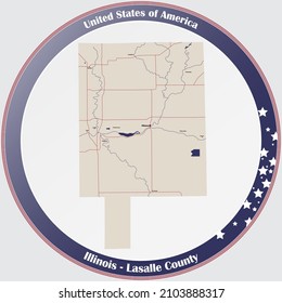 Large And Detailed Map Of Lasalle County In Illinois, USA.