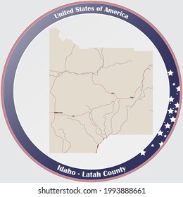 Large and detailed map of Latah county in Idaho, USA.