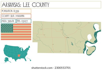 Large and detailed map of Lee County in Arkansas, USA. svg