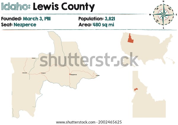 Large Detailed Map Lewis County Idaho Stock Vector (Royalty Free ...