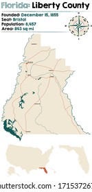 Large and detailed map of Liberty county in Florida, USA.