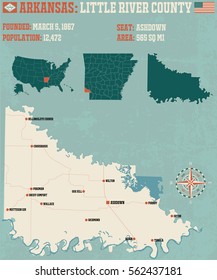 Large and detailed map of Little River County in Arkansas