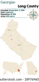 Large and detailed map of Long county in Georgia, USA.