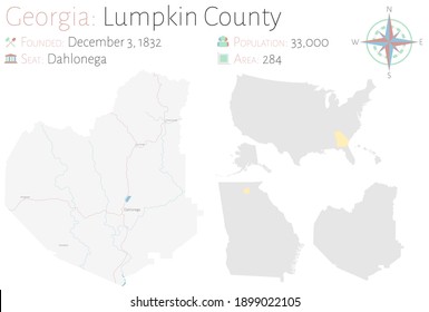 Large And Detailed Map Of Lumpkin County In Georgia, USA.