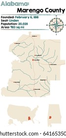 Large and detailed map of Marengo County in Alabama.