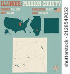 Large and detailed map of Marion county in Illinois, USA.