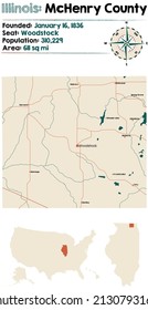 Large And Detailed Map Of McHenry County In Illinois, USA.