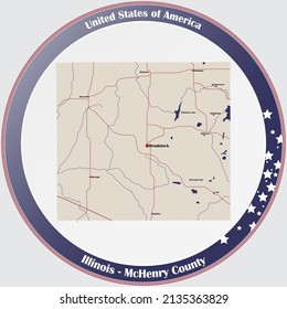 Large And Detailed Map Of McHenry County In Illinois, USA.