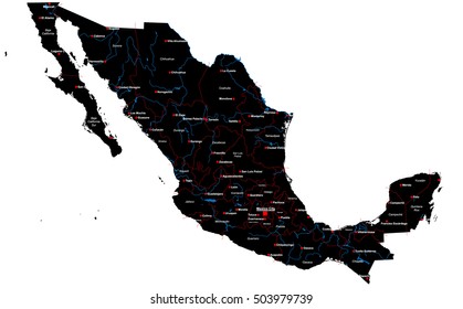 Large and detailed map of Mexico with regions and main cities