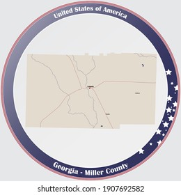 Large and detailed map of Miller county in Georgia, USA.