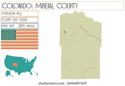 Large and detailed map of Mineral County in Colorado USA.