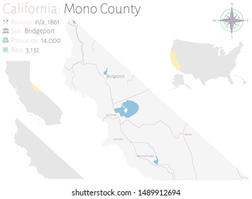 Large and detailed map of Mono county in California, USA.
