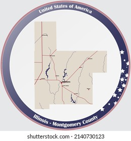 Mapa grande y detallado del condado de Montgomery en Illinois, EEUU.