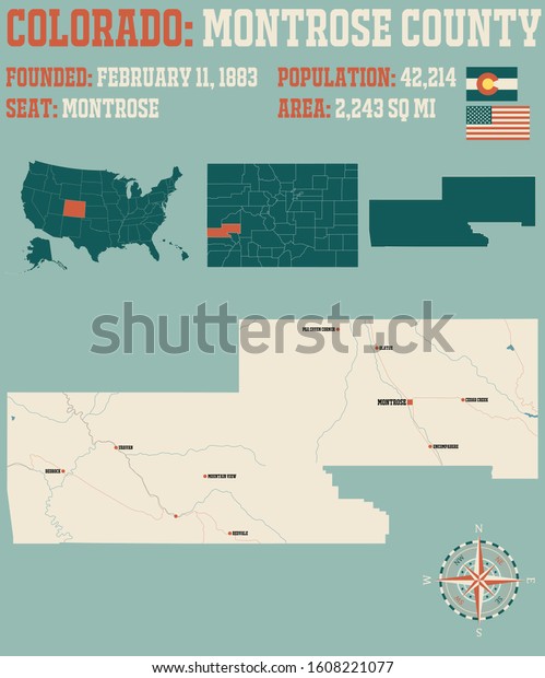 Large Detailed Map Montrose County Colorado Stock Vector (Royalty Free ...