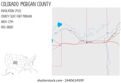 Large and detailed map of Morgan County in Colorado, USA.