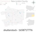 Large and detailed map of New London county in Connecticut, USA.