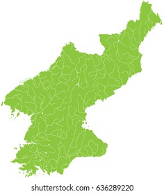 Large and detailed map of North Korea with all rivers and lakes.