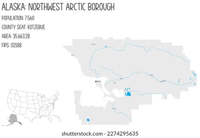 Large and detailed map of Northwest Arctic Borough in Alaska, USA.