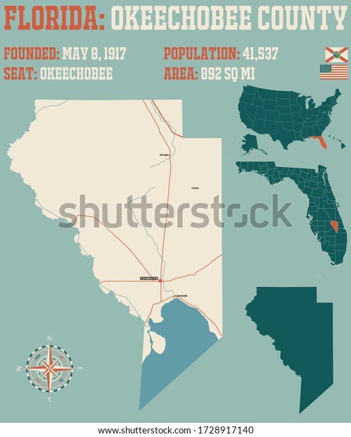 Large Detailed Map Okeechobee County Florida Stock Vector (Royalty Free ...