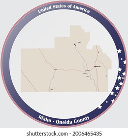 Large and detailed map of Oneida county in Idaho, USA.