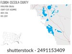 Large and detailed map of Osceola County in Florida, USA.