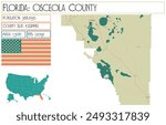 Large and detailed map of Osceola County in Florida USA.