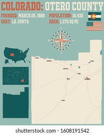 Large and detailed map of Otero county in Colorado, USA.