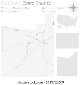 Large and detailed map of Otero county in Colorado, USA.