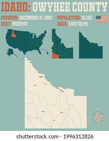 Large And Detailed Map Of Owyhee County In Idaho, USA.