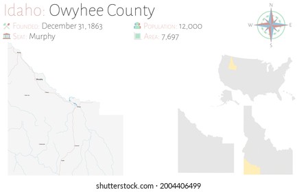 Large And Detailed Map Of Owyhee County In Idaho, USA.